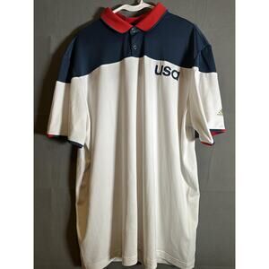 Adidas USA Golf Polo Shirt Mens XL White Navy Red Olympic Team NWT Performance